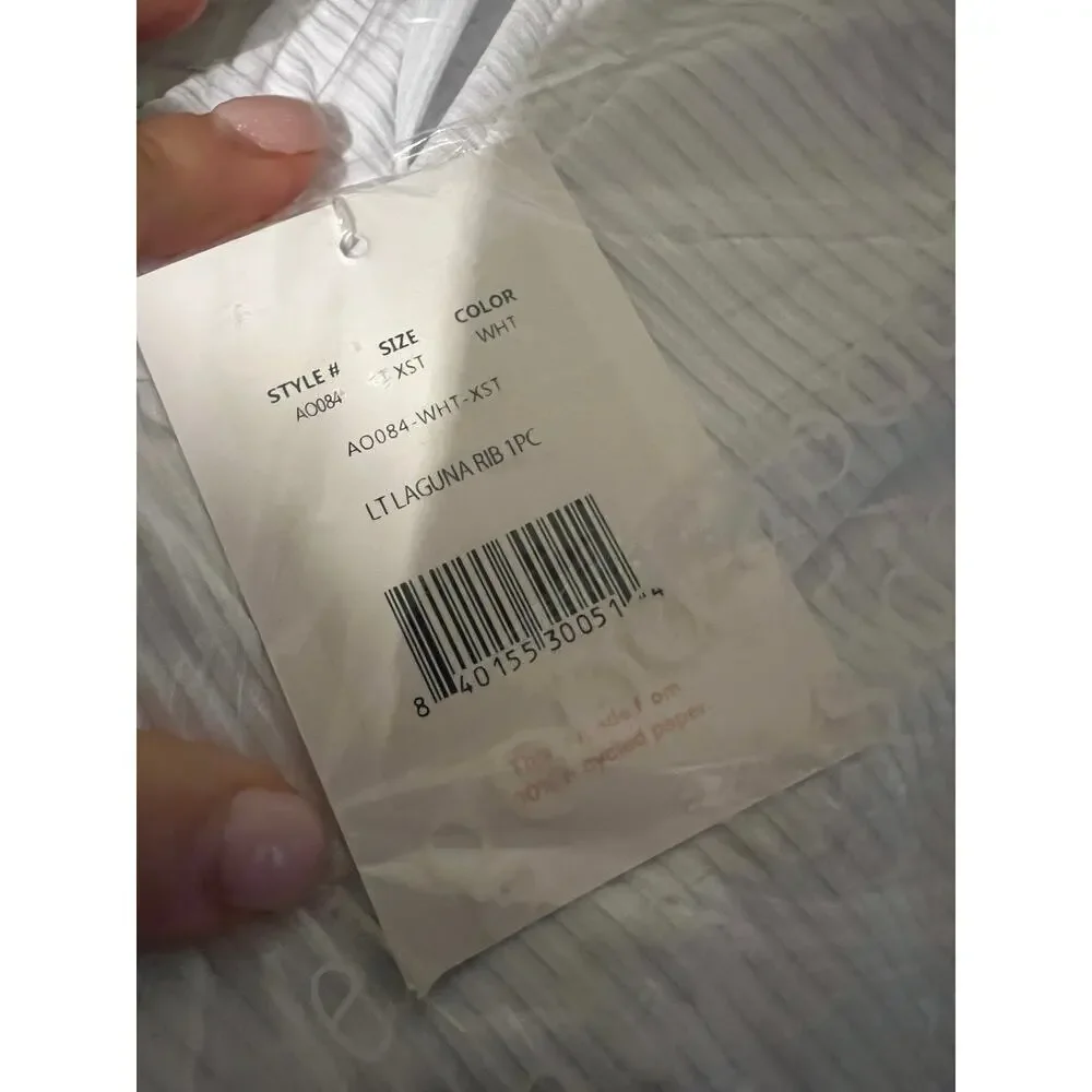 NWT Andie Women's The Laguna Ribbed Open Back One Piece Swimsuit White Size XST